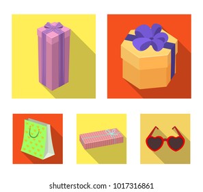 Gift box with bow, gift bag.Gifts and certificates set collection icons in flat style vector symbol stock illustration web.