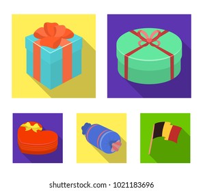 Gift box with bow, gift bag.Gifts and certificates set collection icons in flat style vector symbol stock illustration web.