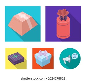 Gift box with bow, gift bag.Gifts and certificates set collection icons in flat style vector symbol stock illustration web.