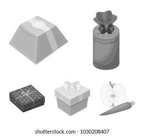 Gift box with bow, gift bag.Gifts and certificates set collection icons in monochrome style vector symbol stock illustration web.