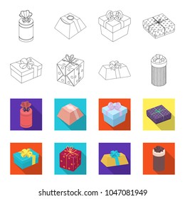 Gift box with bow, gift bag.Gifts and certificates set collection icons in outline,flet style vector symbol stock illustration web.
