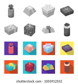 Gift box with bow, gift bag.Gifts and certificates set collection icons in monochrome,flat style vector symbol stock illustration web.