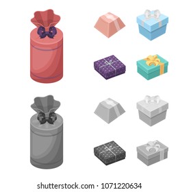 Gift box with bow, gift bag.Gifts and certificates set collection icons in cartoon,monochrome style vector symbol stock illustration web.
