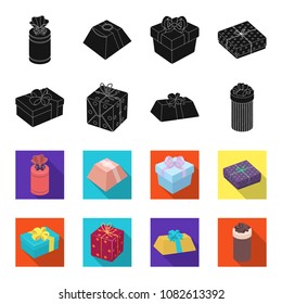 Gift box with bow, gift bag.Gifts and certificates set collection icons in black,flet style vector symbol stock illustration web.