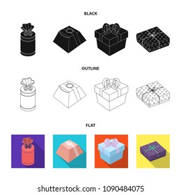 Gift box with bow, gift bag.Gifts and certificates set collection icons in black,flat,outline style vector symbol stock illustration web.