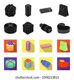 Gift box with bow, gift bag.Gifts and certificates set collection icons in black,flet style vector symbol stock illustration web.