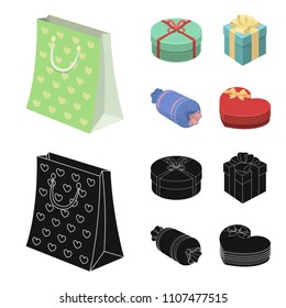 Gift box with bow, gift bag.Gifts and certificates set collection icons in cartoon,black style vector symbol stock illustration web.