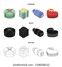 Gift box with bow, gift bag.Gifts and certificates set collection icons in cartoon,black,outline style vector symbol stock illustration web.
