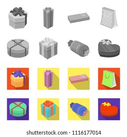 Gift box with bow, gift bag.Gifts and certificates set collection icons in monochrome,flat style vector symbol stock illustration web.
