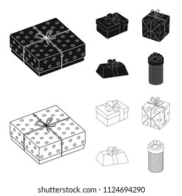 Gift box with bow, gift bag.Gifts and certificates set collection icons in black,outline style vector symbol stock illustration web.