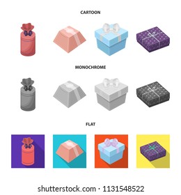 Gift box with bow, gift bag.Gifts and certificates set collection icons in cartoon,flat,monochrome style vector symbol stock illustration web.
