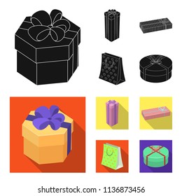 Gift box with bow, gift bag.Gifts and certificates set collection icons in black, flat style vector symbol stock illustration web.