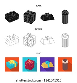Gift box with bow, gift bag.Gifts and certificates set collection icons in black,flat,outline style vector symbol stock illustration web.