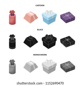 Gift box with bow, gift bag.Gifts and certificates set collection icons in cartoon,black,monochrome style vector symbol stock illustration web.