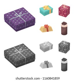 Gift box with bow, gift bag.Gifts and certificates set collection icons in cartoon,monochrome style vector symbol stock illustration web.