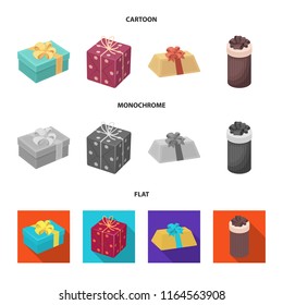 Gift box with bow, gift bag.Gifts and certificates set collection icons in cartoon,flat,monochrome style vector symbol stock illustration web.