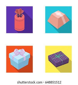 Gift box with bow, gift bag.Gifts and certificates set collection icons in flat style vector symbol stock illustration web.