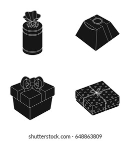 Gift box with bow, gift bag.Gifts and certificates set collection icons in black style vector symbol stock illustration web.