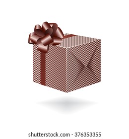 Gift box with a bow in brown colors isolated on white background