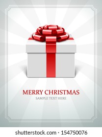 Gift box with bow. Christmas card or invitation. Vector background eps 10. 