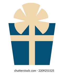 Gift box with bow. Christmas gift. Vector illustration in retro style 