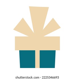 Gift box with bow. Christmas gift. Vector illustration in retro style 