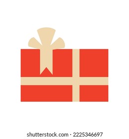 Gift box with bow. Christmas gift. Vector illustration in retro style 