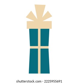 Caja de regalo con arco. Regalo de Navidad. Ilustración vectorial en estilo retro 