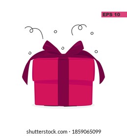 Caja de regalo con un arco. El concepto de dar regalos, felicitaciones, vacaciones. Ilustración del vector aislada en el fondo blanco, EPS 10