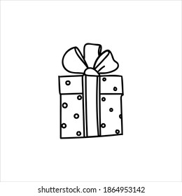 gift box with bow doodle contour