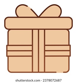 Gift box with bow flat icon. Pesent with ribbon brown icons in trendy flat style. Surprise package gradient style design, designed for web and app. Eps 10