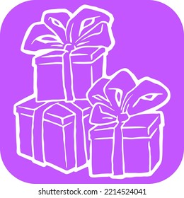 Geschenkbox mit Schleife, handgezeichnet Illustration. Cartoon-artige Vektorgrafik. Dekorative Elemente für Plakatdruck, Weihnachtsfeier, Geburtstag, Hochzeitsfeier, Jubiläumsveranstaltung, Sale-Rabatt.