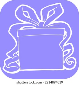 Geschenkbox mit Schleife, handgezeichnet Illustration. Cartoon-artige Vektorgrafik. Dekorative Elemente für Plakatdruck, Weihnachtsfeier, Geburtstag, Hochzeitsfeier, Jubiläumsveranstaltung, Sale-Rabatt.