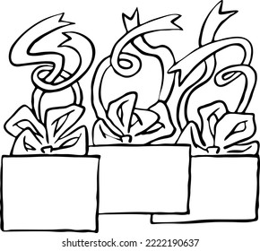 Gift box with bow, hand drawn illustration. Cartoon style vector drawing. Decorative element for poster print, Christmas party, birthday, wedding celebration, anniversary event, sale discount.