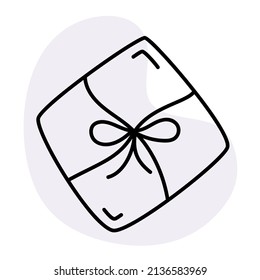 Gift box with bow hand-drawn doodle Vector