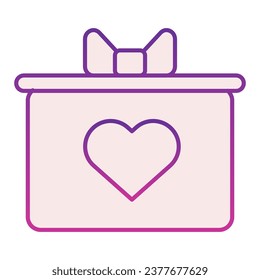 Caja de regalo con un icono de arco y plano cardíaco. Giftbox Con una ilustración de símbolo del corazón aislada en blanco. Diseño de estilo gradiente de la caja de regalo de San Valentín, diseñado para web y aplicación. Eps 10