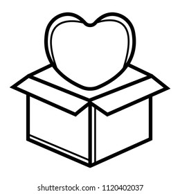 Gift box with a bow and heart icon vector 