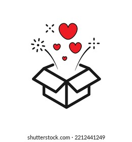 Gift box with a bow and heart icon vector illustration