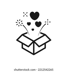 Gift box with a bow and heart icon vector illustration