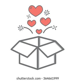 Gift box with a bow and heart icon vector simple