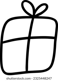 gift box with bow holiday doodle linear cartoon coloring book