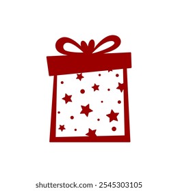 Gift box with bow icon. Colored silhouette. Front side view. Vector simple flat graphic illustration. Isolated object on white background. Isolate.