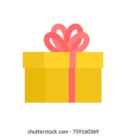 Gift box with bow isolated. Christmas and birthday present. Vector illustration
