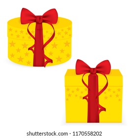 Gift box with bow isolated on whit background. Vector illustration. EPS 10.