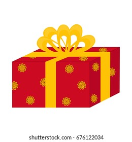 Gift box with bow, isolated on white background, vector illustration