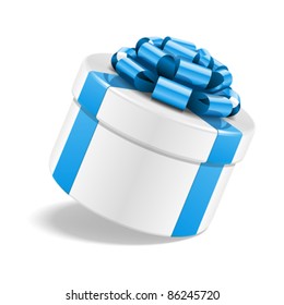 Gift box with bow isolated on white. Vector illustration eps 10.