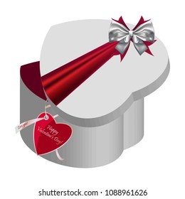 
A gift box with a bow and a label with the inscription "Happy Valentine's Day! Love You!".