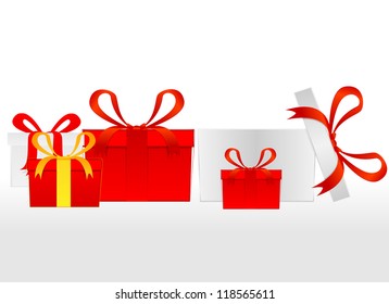 Gift box with bow and light. Vector background eps 10.