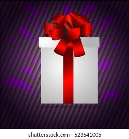 Gift box with bow and light. Vector background eps 10.