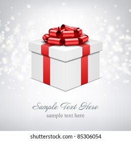 Gift box with bow and light. Vector background eps 10.